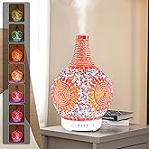 Mosaic Glass Essential Oil Diffuser,Tiffany Aromatherapy Diffuser Sunflower Pattern 100ml Turkish Moroccan Color Changing Aroma Ultrasonic Diffusers Cool Mist Air diffuser for Sleeping SPA Office Home