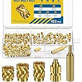Vibit 152 Pcs Threaded Inserts for Plastic, 3 Sizes of M3 Heat Set Inserts with Soldering Tip & Adapter, Brass Heat Insert, Metric Knurled Nut Insert Kit for 3D Printing Components