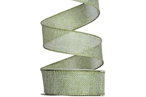 Ribest Burlap Moss Green Wired Ribbon, 1 1/2 inch 10 Yard, Jute Ribbon for Decoration Bows Craft Gift Wrapping Wreath Sewing