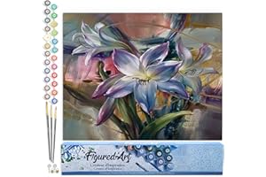 Figured'Art Paint by Numbers for Adults Colourful Lilies 16"x20" - Craft Art Painting DIY Kit Rolled Canvas Without Frame