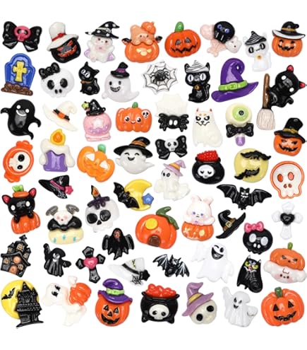 19 Mini Decoraciones De Halloween En Resina – Set De Adornos De Bruja, Murciélago, Calabaza Y Gato, Ideales Para Manualidades, Jardín Y Mesa