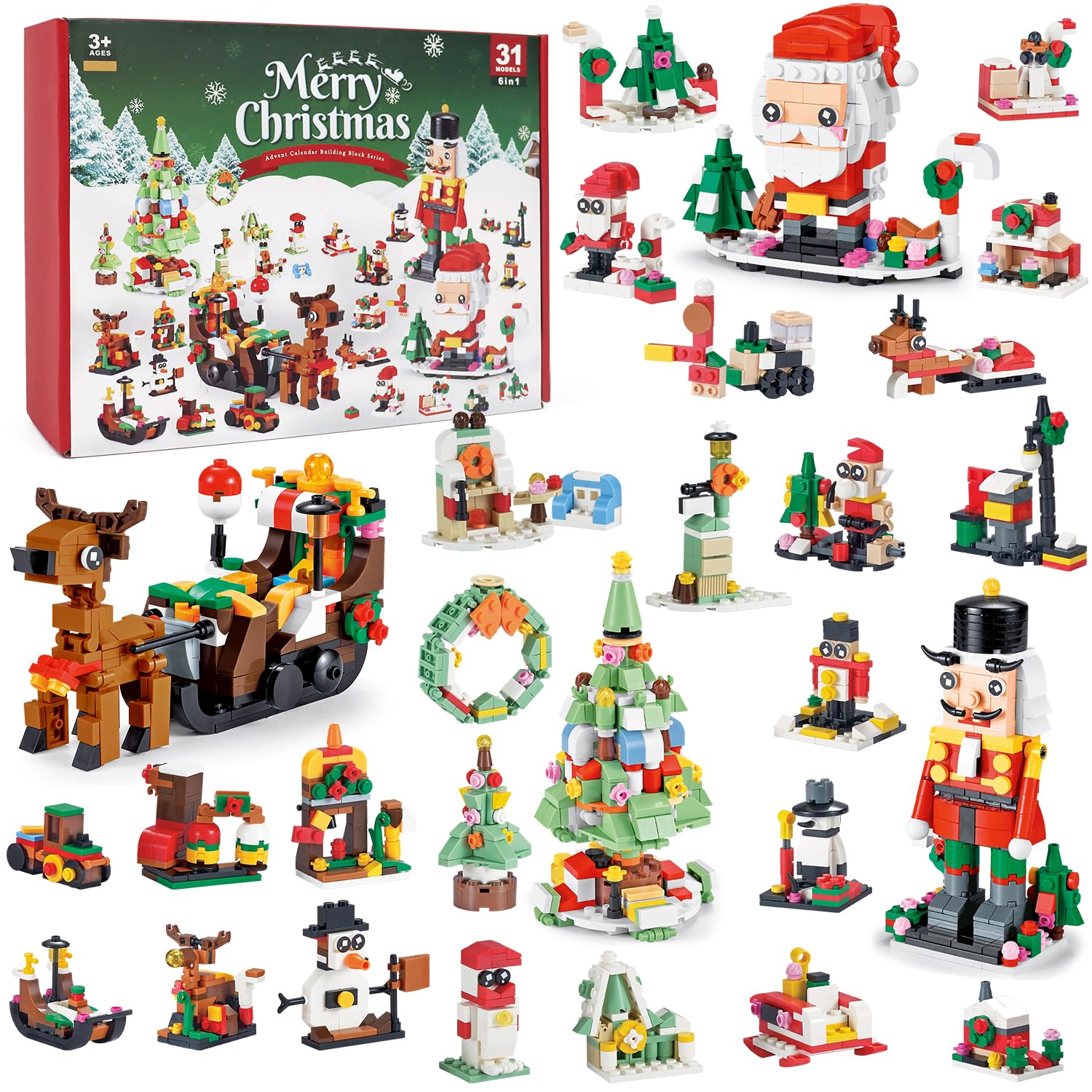 Christmas Advent Calendar 2025, 6 in 1 Building Blocks, 24 Days Countdown Calendar Toys for Kids, Building Toys Party Favors, Xmas Gifts for Boys & Girls