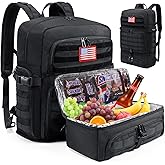 BERTASCHE Lunch Backpack for Men, 17 inch Laptop Backpack for Work Travel Camping Tactical Molle Daypack, Black