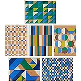 Hallmark Geometric Note Card Assortment (24 Blank Cards with Envelopes) Blue Foil, Green, Yellow, Kraft Brown