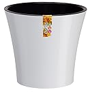 Santino Self Watering Planter Arte 7.7 Inch White/Black Flower Pot