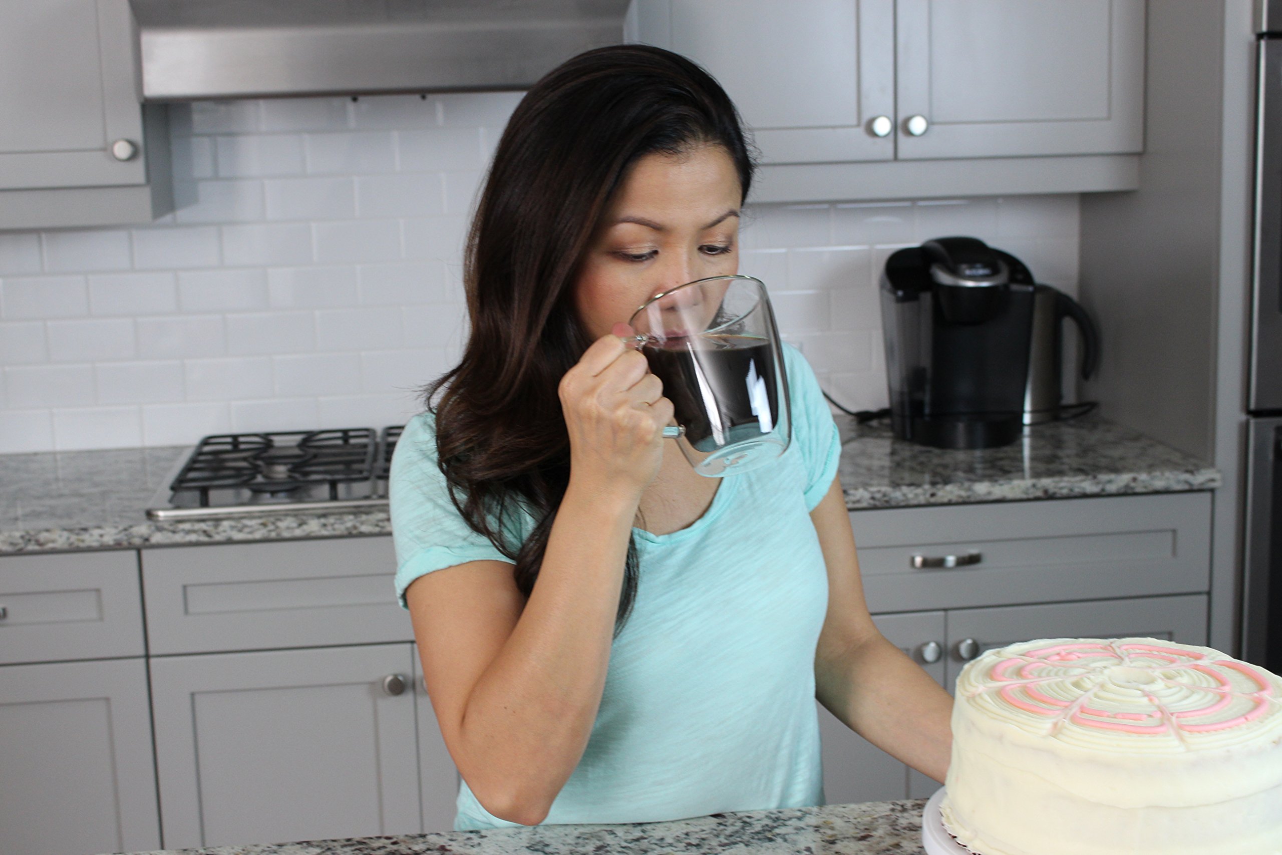 Doppelwandiges Glas Kaffee Tassen, 500ml, Set von 2, isoliertem Glas Tassen für Morgen heißen Kaffee, Tee oder kalte Getränke