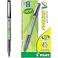 Pilot, Precise V5 BeGreen, Capped Liquid Ink Rolling Ball Pens, Extra Fine Point 0.5 mm, Blue, Pack of 12