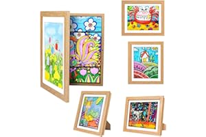 sixzerone [3-Pack Kids Artwork Frames Changeable - Front Opening Holds 150,Children Art Projects Kids Art Frames,10x12.5 Child Picture Frame for Display,With Storage(Wood)