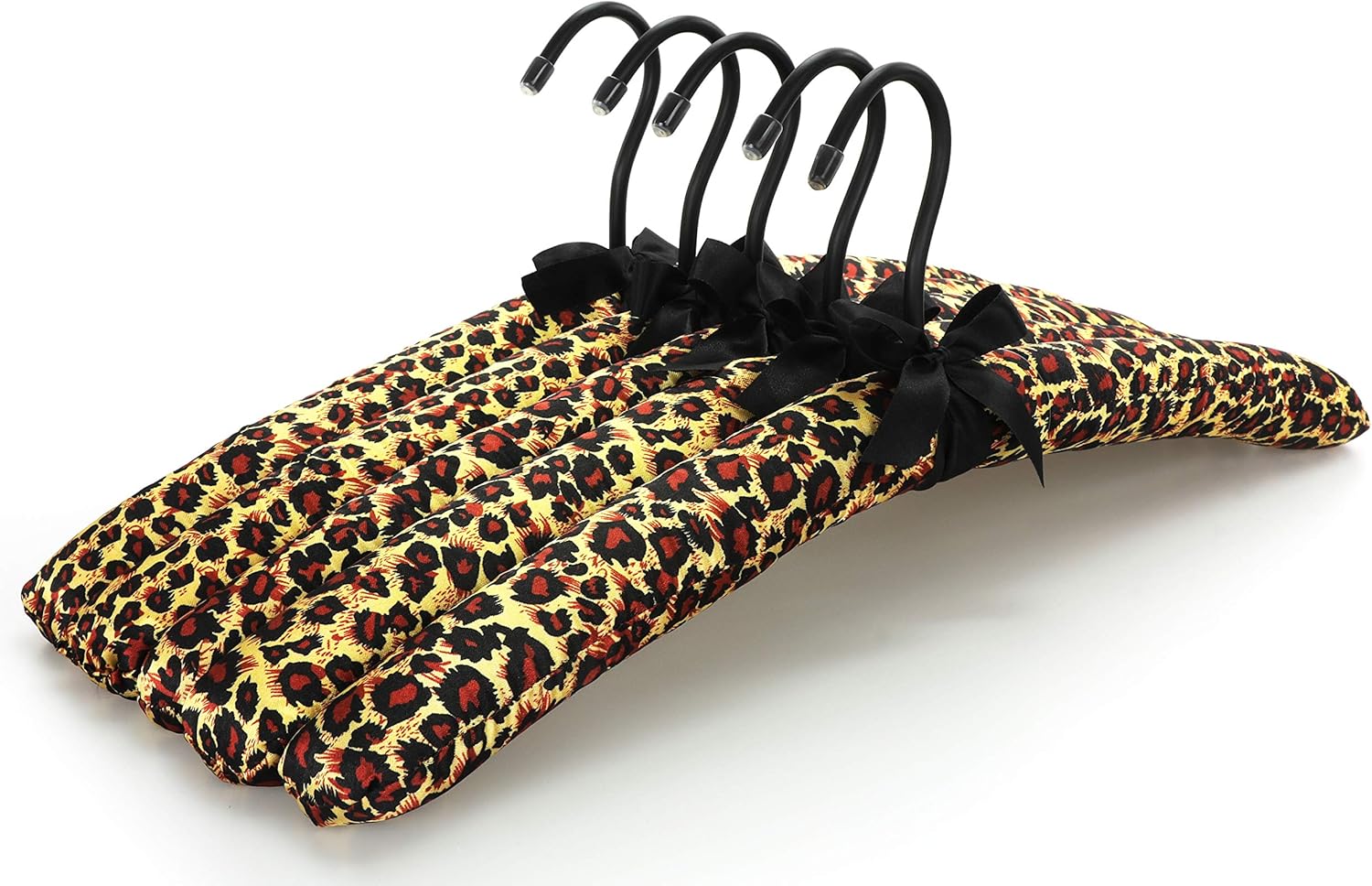 TOPIA HANGER Satin Padded Hangers for Women Clothing 5 Pack, NonSlip & Thick Foam Leopard
