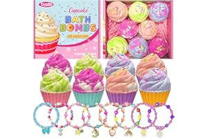 EXCALLA Bath Bombs for Kids with Surprise Jewelry Inside, 8 Cupcake Bath Bombs for Girls Gift Set, Handmade Fizzes Balls with Rich Bubble Bath, Ideal for Chrildren Birthday Christmas