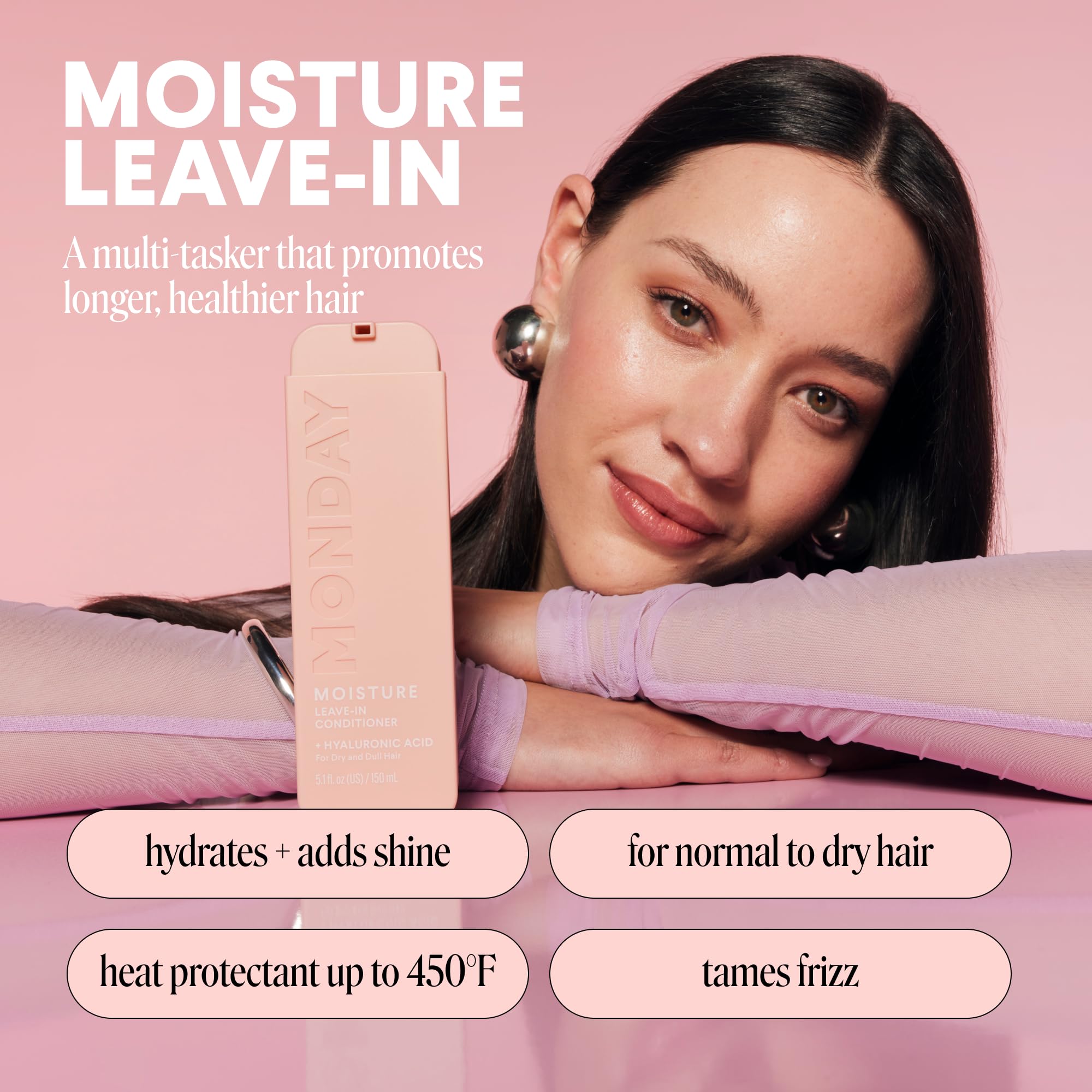 MONDAY HAIRCARE MOISTURE Leave in Conditioner with Hyaluronic Acid, Jojoba & Almond Oil, Shea Butter& Wheat Protein for Dry & Dull Hair 150mL