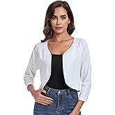 Women's Bolero Shrug Crop Cardigan Open Front Knit Sweater 3/4 Sleeve Tops