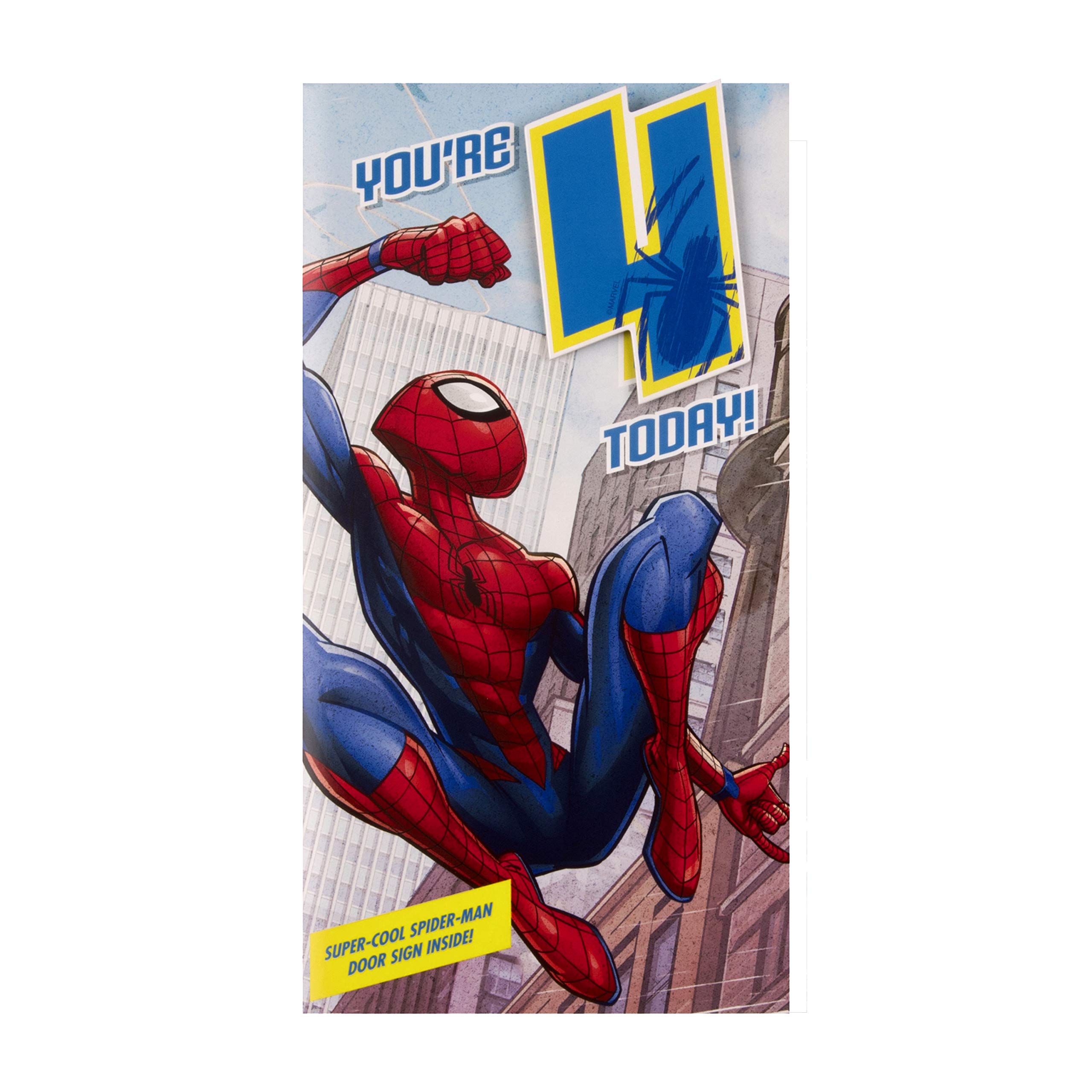 Hallmark Age 4 Birthday Card And Badge - Spider-Man Design