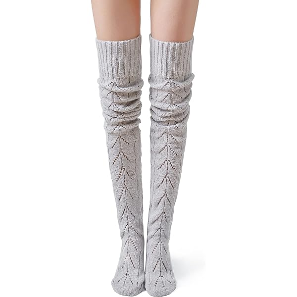 Knee High Socks VARWANEO Women Cable Knit Thigh High Socks Over