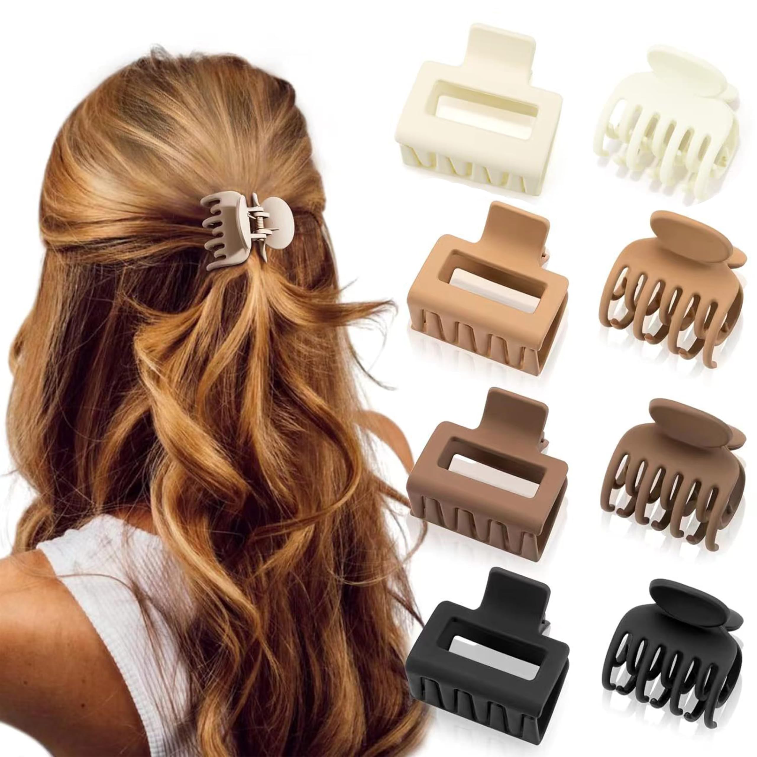 8 Pack Double Row Teeth Hair Clips Small Hair Claw,Non Slip Hair Clip,Clips for Women & Girls,for Women Thick Hair & Thin Hair,Thick Curly Long Hair, Wide Grip Hair