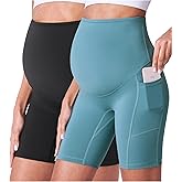 POSHDIVAH Maternity Shorts for Women Over Belly Biker Summer Pregnancy Workout Yoga Active Running Short Leggings 5"/8"