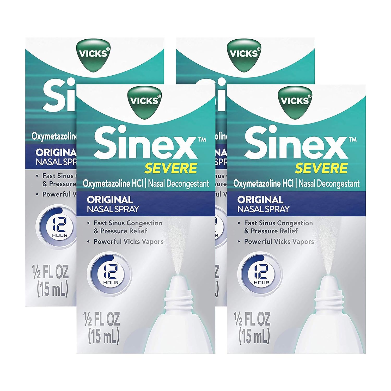 Vicks Sinex Severe Original Nasal Spray Decongestant for Fast 4 Pack, 0