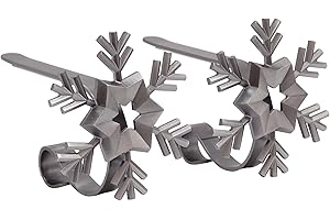 Haute Decor MantleClip Stocking Holders with Removable ZINC Alloy Holiday Icons (2-Pack Snowflake, Pewter)
