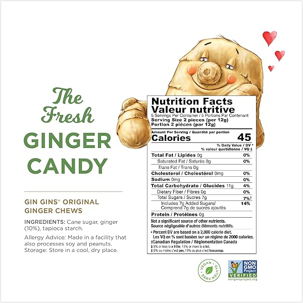 GIN GINS ORIGINAL GINGER CHEWS – 100% NATURAL CANDY BY THE GINGER PEOPLE – INDIVIDUALLY WRAPPED HEALTHY TREATS – MADE WITH THE FRESH RHIZOME – ORIGINAL FLAVOR, 2.1OZ BAGS – PACK OF 12