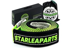 StarLeaparts Recovery Tow Strap 3" x 20ft -30,000lbs (13.6 US Tons) - Tow Straps Heavy Duty with Draw String Bag - Emergency Off Road Towing Rope - Triple Reinforced Loops for SUV, ATV, Trucks
