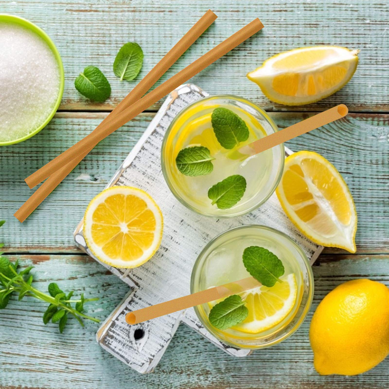 100pcs Sugarcane Straws 8 Inch Sturdy Biodegradable Drinking Straws Plastic Free Eco-Friendly Compostable Smoothie Straws for Home Restaurant Beach Parties Not Foggy - Image 6