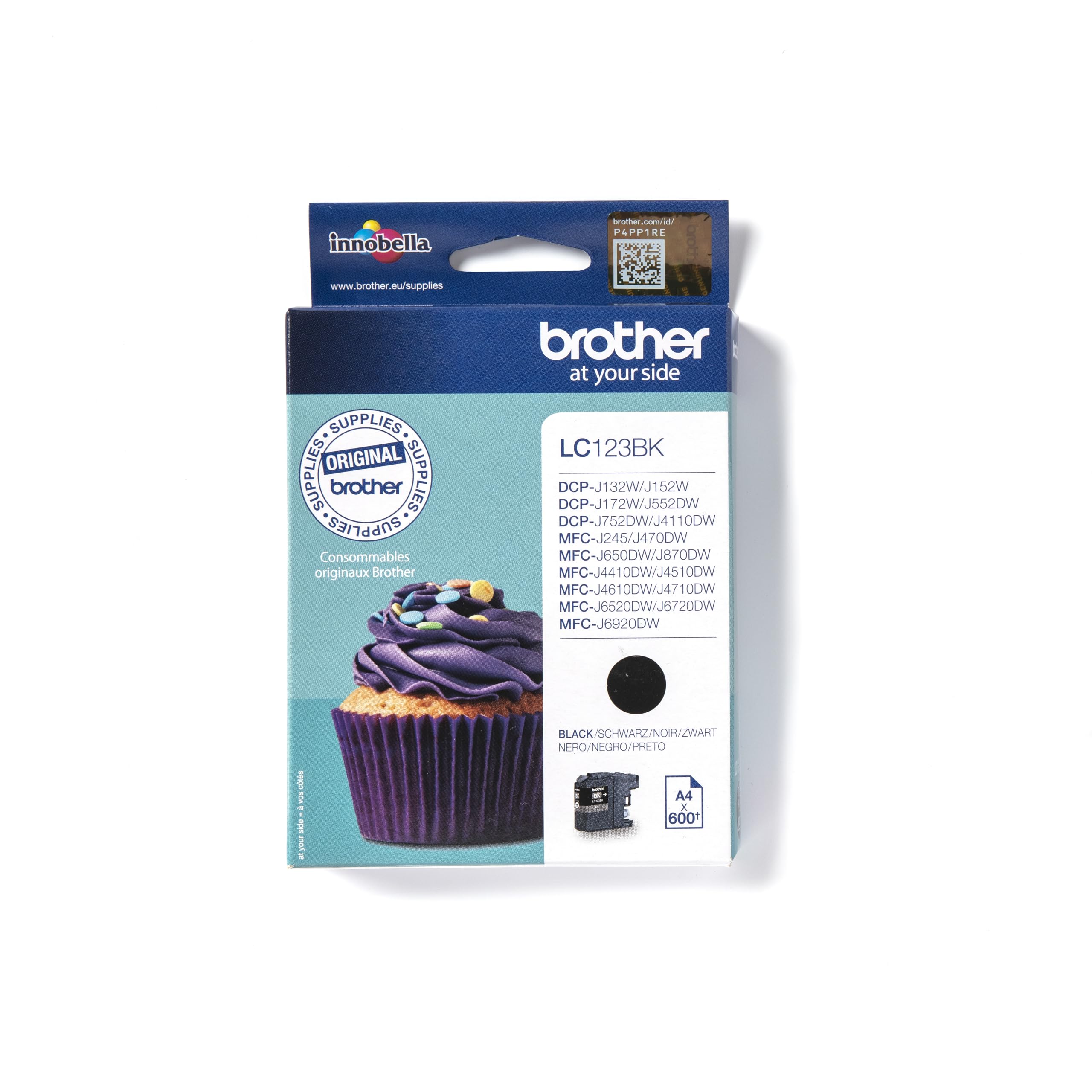 Brother LC-123BK Inkjet Cartridge, Black, Single Pack, High Yield, Includes 1 x Inkjet Cartridge, Brother Genuine Supplies