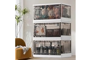 Anysig Closet Organizers and Storage - Stackable Collapsible Storage Bins 13 Gal, Storage Bins with Lids and Wheels: Foldable Box Storage Containers for Home, Dorm Room Essentials (3 Pack)