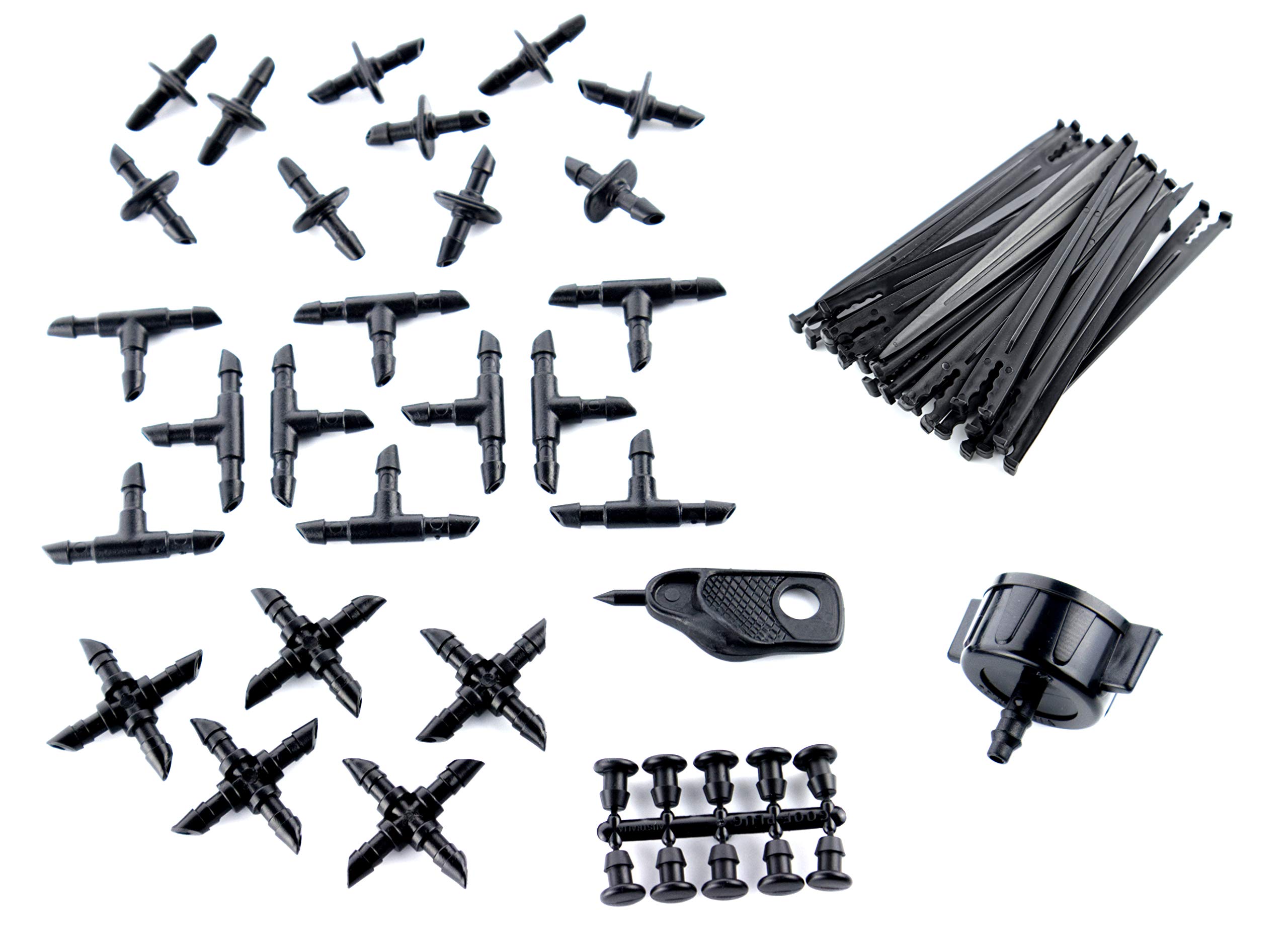 AQUA CONTROL KITG002 Basic Set of 4 mm Accessories for All Types of Drip Irrigation, Black