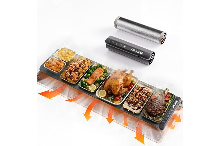 LBOLHZO Warming Mat For Food Extra Long 43"x12" 600W Food Warming Mat Heat Resistant Pad,Chafing Dishes for Buffet 6 Temp 12