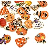 Sparkeads Halloween Pumpkin Charms Alloy Enamel Halloween Charms Evil Pumpkin Pendants Festival Trick Funny Charm for Bracelet Keychains Horror Earring Necklace Jewelry Making DIY Crafts Gifts