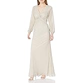 Adrianna Papell Women's Glitter Knit Draped Gown
