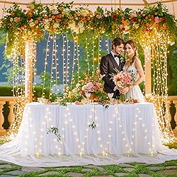 Shillance 9ft White Tulle Table Skirt for Rectangle