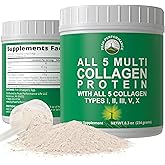 Peak Performance All 5 Multi-Collagen Protein Powder Peptides Multi-Collagen Contains All Types I, II, III,V, X. Keto, Paleo Friendly with Hydrolyzed Bovine, Marine, Chicken, Bone Broth Collagens