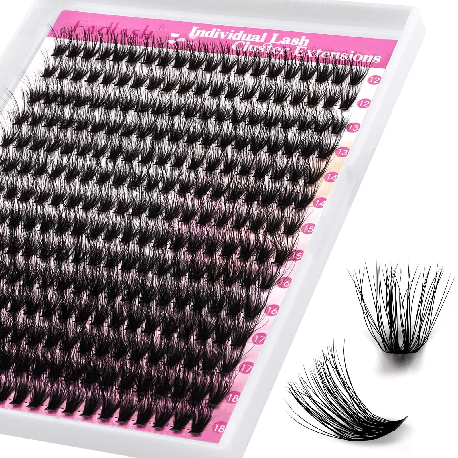 Fadlash Lash Clusters 240pcs 3D Effect 0.07 D Curl 12-18MM 40D DIY Individual Eyelash Extenisons Fluffy Cluster Eyelashes False Lashes DIY at Home — image 1