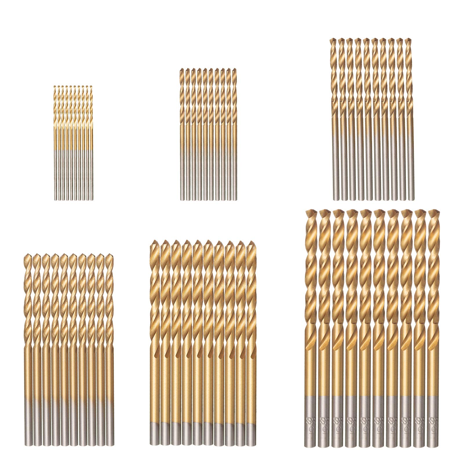 HPMAISON 60PCS HSS Shank Twist Drill Bit Set Titanium Coated 1/1.5/2/2.5/3/3.5mm High Speed Steel Twist Drill Bits Tools for Wood Plastic and Aluminum — image 1