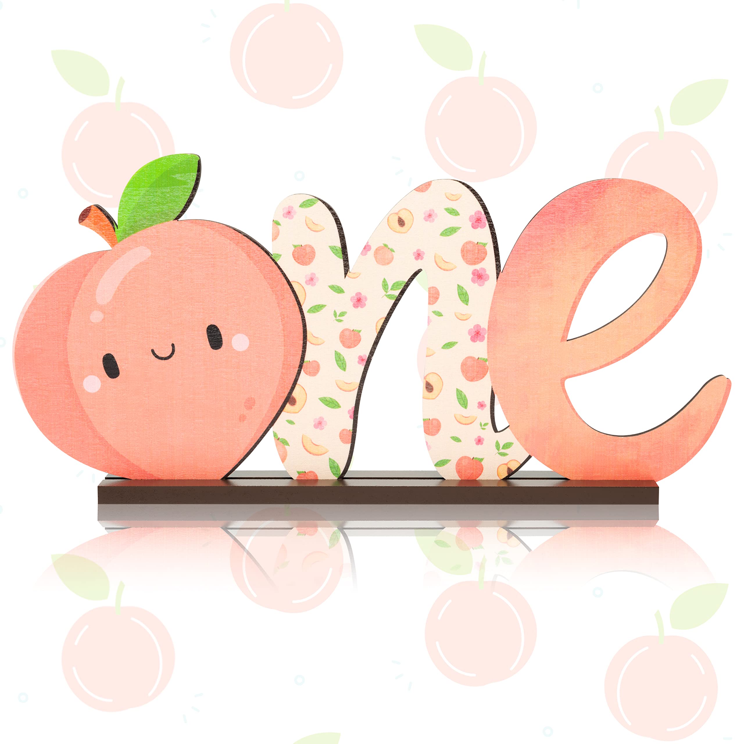 Photo 1 of Haooryx Peach ONE Letter Sign Wooden Centerpiece Spring Summer 1st Birthday Sweet Peach Table Topper Sign Decoration for One-year-old Girls First Birthday Baby Shower Sweet As A Peach Party Supplies