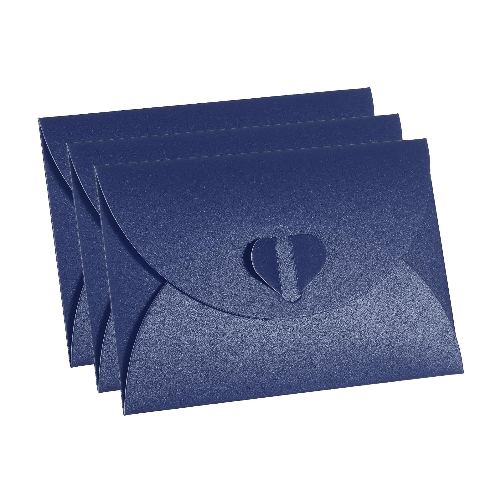PATIKIL Gift Card Envelopes, 12 Pack Heart Shaped Clasp Small Gift Cards Holder Mini Envelope for Birthdays Weddings, Dark Blue