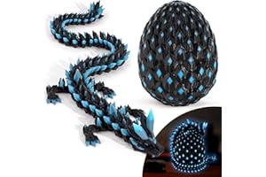 Waaaandefu 3D Printed Dragon Glow in The Dark with Matching Egg – UV Reactive 3D Printed Dragon Egg Set – Upgraded 2025 Collectible for Fantasy Fans