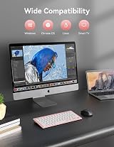 TECKNET 2.4G Wireless Keyboard UK Layout Pink Compact Mini 12 Month Battery view 6