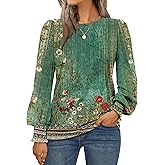 AUTOMET Long Sleeve Shirts Womens Pleated Business Casual Blouses with Smocked Cuffs