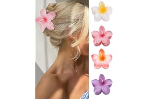 GQLV Flower Hair Claw Clips-4PCS for Thick Hair,Strong Hold Nonslip,Hawaiian,Cute Large Hair Clips,Banana Clip for Thin Hair,