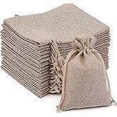 xozeooeu 120 Pcs Small Burlap Gift Bags with Drawstring, 5.5x3.94 Inch Rustic Linen Favor Bags for Wedding, Party, Christmas, and DIY Crafts