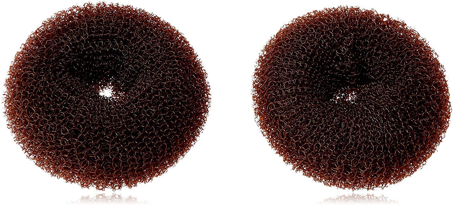 CareforYou Children Kids Girls Ballet Dance Hair Bun Donut Ring Shaper Hair Styler Maker Doughnut Former Sponge PACK OF 2 SIZES Small & Medium (Brown)