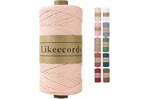 Likeecords 100% Cotton Crochet Bag Cord 2mm 170m Macrame Cord 2mm Crochet Yarn Macrame Rope Gift for Knitter (Lotus Pink)
