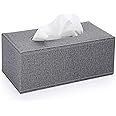 Sumnacon Tissue Box Cover Rectangle Linen Tissue Box, Stylish Tissue Box Holder with Magnetic Bottom,Decorative Tissue Cover for Bathroom Living Room Toilet Table Desk Office Car, Grey