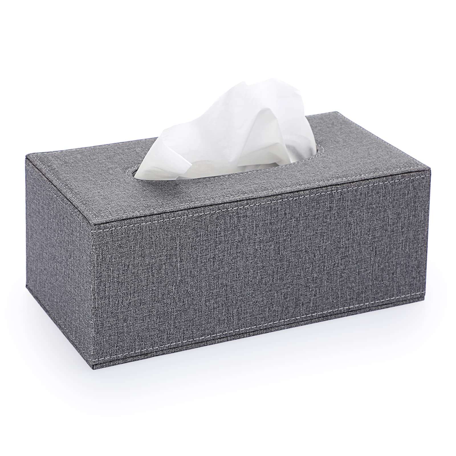 BTSKY Linen Household Office Rectangular Tissue Paper Holder Tissue Box Cover Case Napkin Holder (Grey)