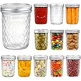 YEBODA 16 oz Mason Jars Wide Mouth Canning Jars 12 Pack Glass Jars with Silver Metal Airtight Lids and Bands for Jam, Honey,