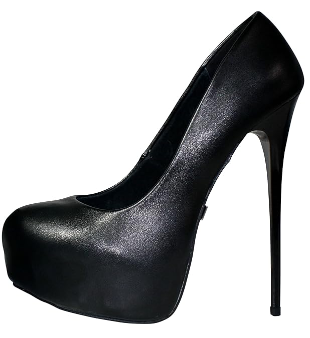 Erogance Kunst-Leder Plateau High Heels Pumps Schwarz EU 36-46/A5303