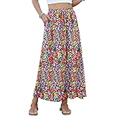 KUOTAI High Waist A-Line Skirts for Women Flowy Long Maxi Skirt with Pockets Boho for Women 2025 Trendy