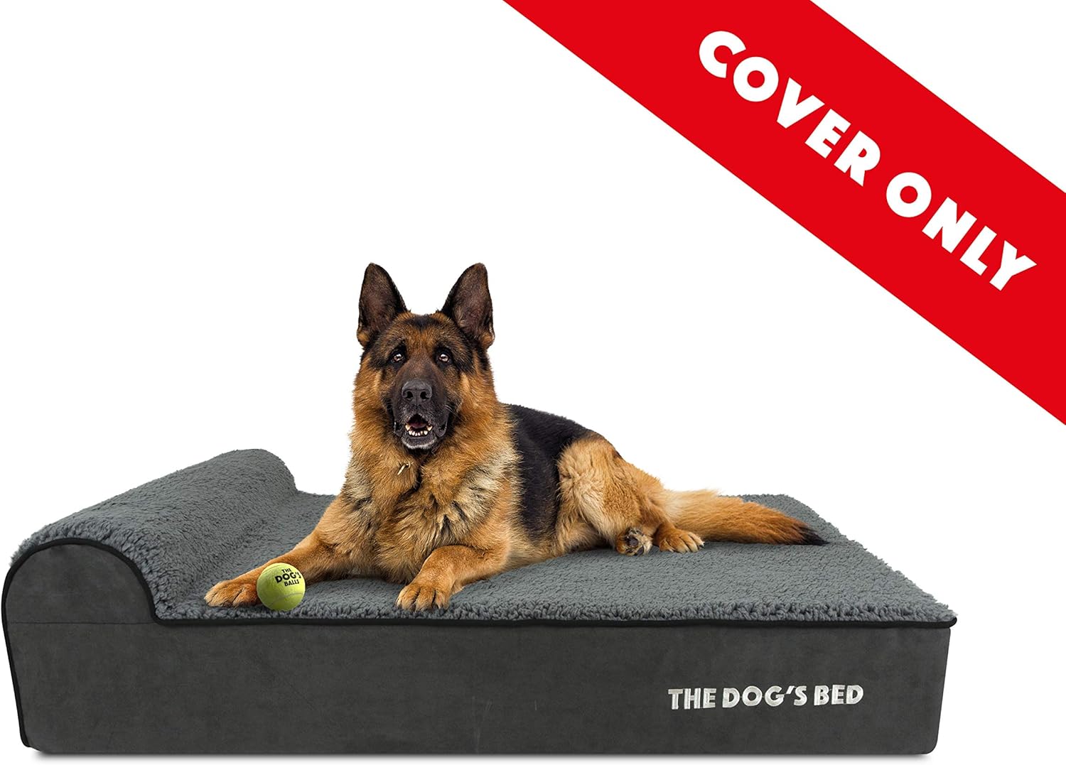 The Dog’s Bed Cover - Replacement Cover, Grey Plush, Large, 15cm, Large Cover (15cm Deep) - Image 3